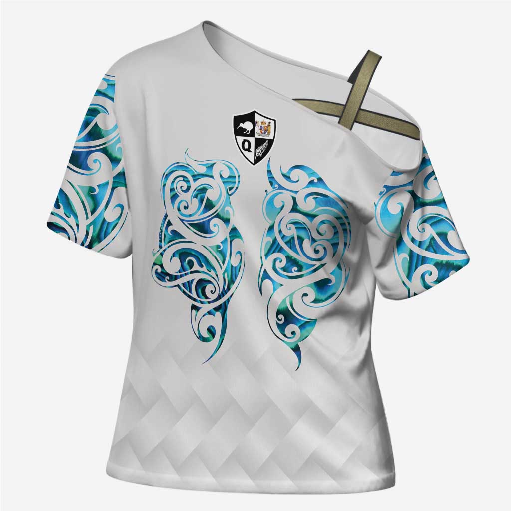 Queensland Maori Kiwi Personalised Cross Shoulder Shirt Ma Kakariki Papua Shell Maori Tribal Tattoo - Polynesian Pride