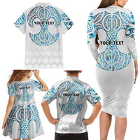 Queensland Maori Kiwi Personalised Family Matching Long Sleeve Bodycon Dress and Hawaiian Shirt Ma Kakariki Papua Shell Maori Tribal Tattoo