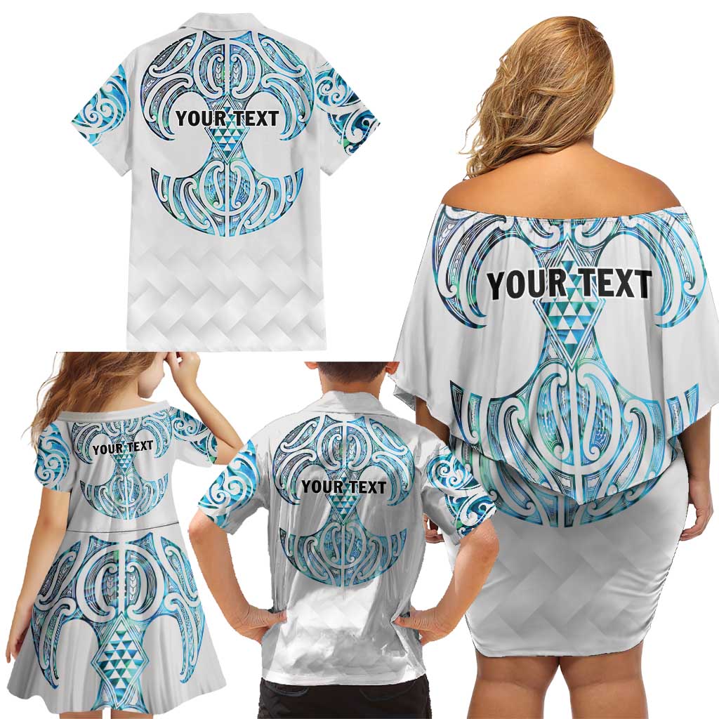 Queensland Maori Kiwi Personalised Family Matching Off Shoulder Short Dress and Hawaiian Shirt Ma Kakariki Papua Shell Maori Tribal Tattoo