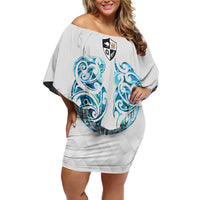 Queensland Maori Kiwi Personalised Family Matching Off Shoulder Short Dress and Hawaiian Shirt Ma Kakariki Papua Shell Maori Tribal Tattoo