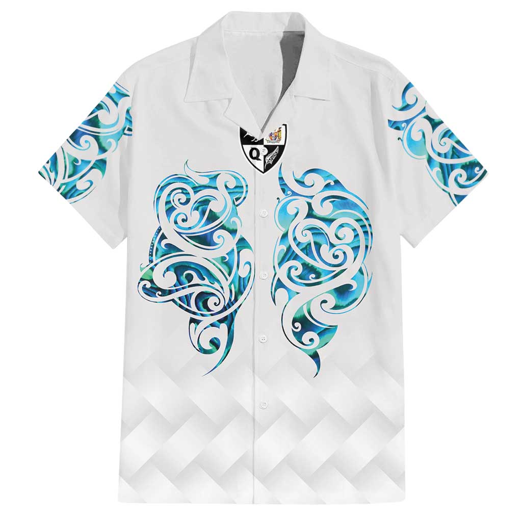 Queensland Maori Kiwi Personalised Family Matching Puletasi and Hawaiian Shirt Ma Kakariki Papua Shell Maori Tribal Tattoo LT9 Dad's Shirt - Short Sleeve White - Polynesian Pride
