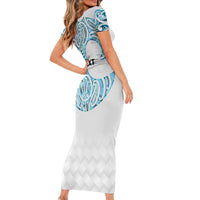 Queensland Maori Kiwi Personalised Family Matching Short Sleeve Bodycon Dress and Hawaiian Shirt Ma Kakariki Papua Shell Maori Tribal Tattoo