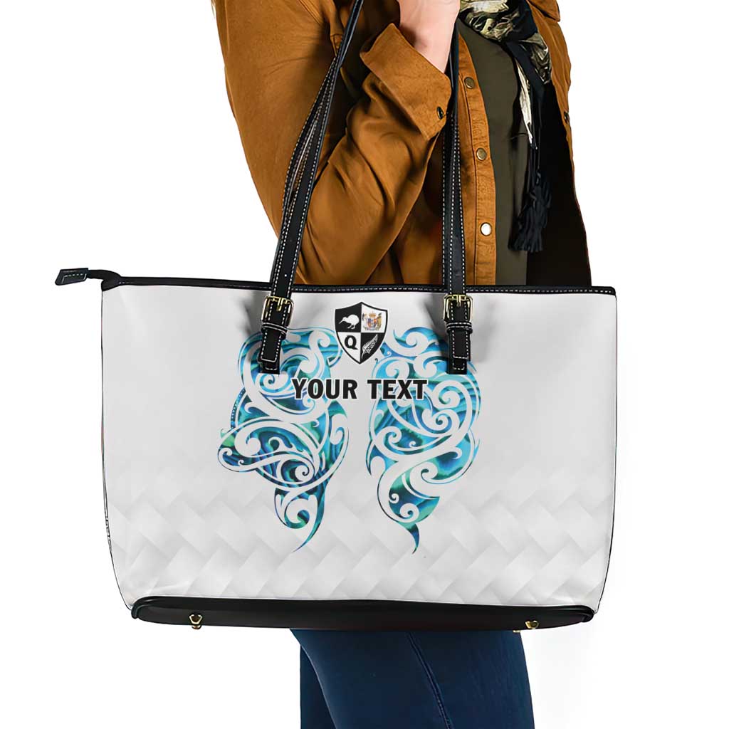 Queensland Maori Kiwi Personalised Leather Tote Bag Ma Kakariki Papua Shell Maori Tribal Tattoo LT9 - Polynesian Pride