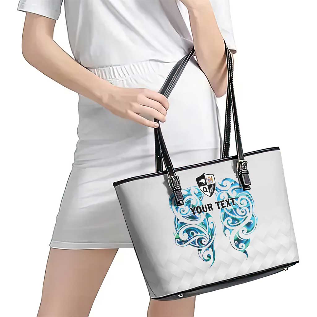Queensland Maori Kiwi Personalised Leather Tote Bag Ma Kakariki Papua Shell Maori Tribal Tattoo LT9 - Polynesian Pride