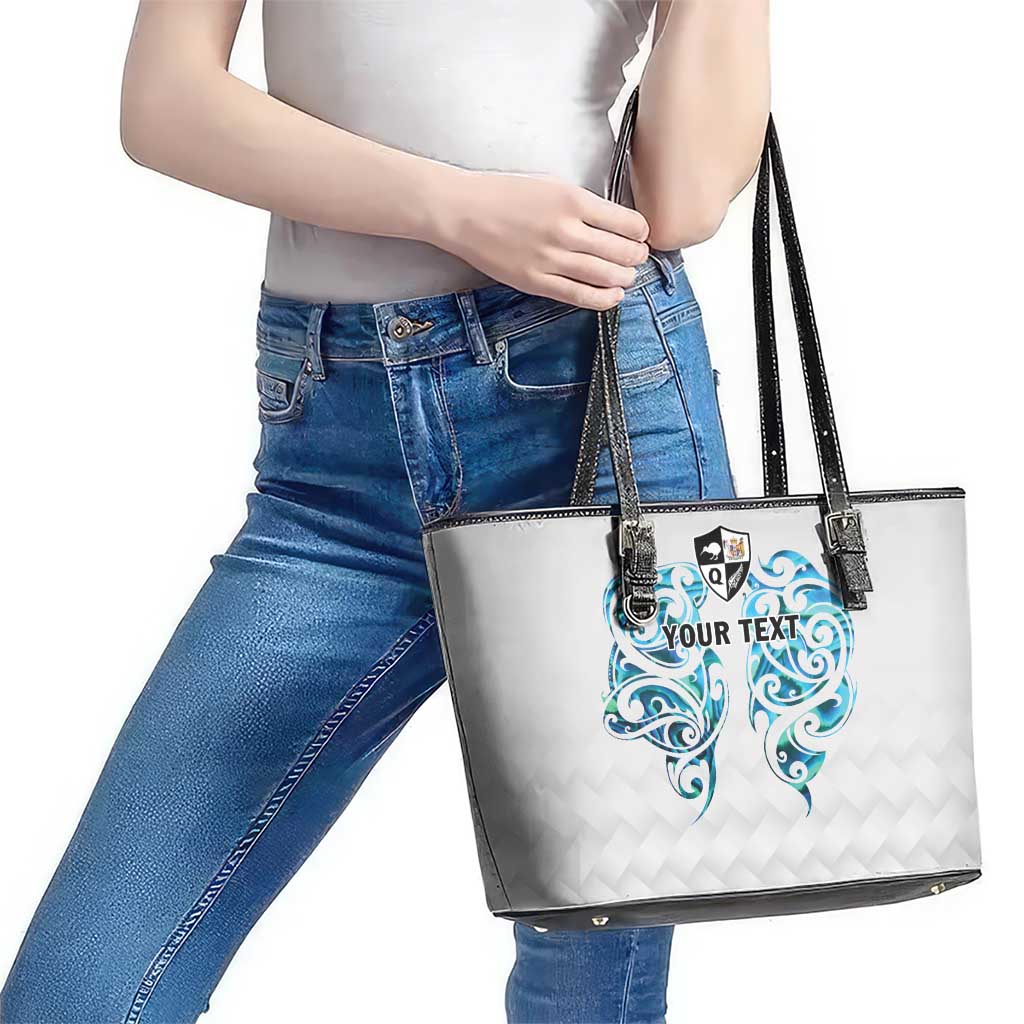 Queensland Maori Kiwi Personalised Leather Tote Bag Ma Kakariki Papua Shell Maori Tribal Tattoo LT9 - Polynesian Pride
