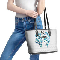 Queensland Maori Kiwi Personalised Leather Tote Bag Ma Kakariki Papua Shell Maori Tribal Tattoo LT9 - Polynesian Pride