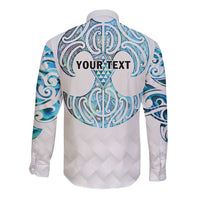 Queensland Maori Kiwi Personalised Long Sleeve Button Shirt Ma Kakariki Papua Shell Maori Tribal Tattoo LT9 - Polynesian Pride