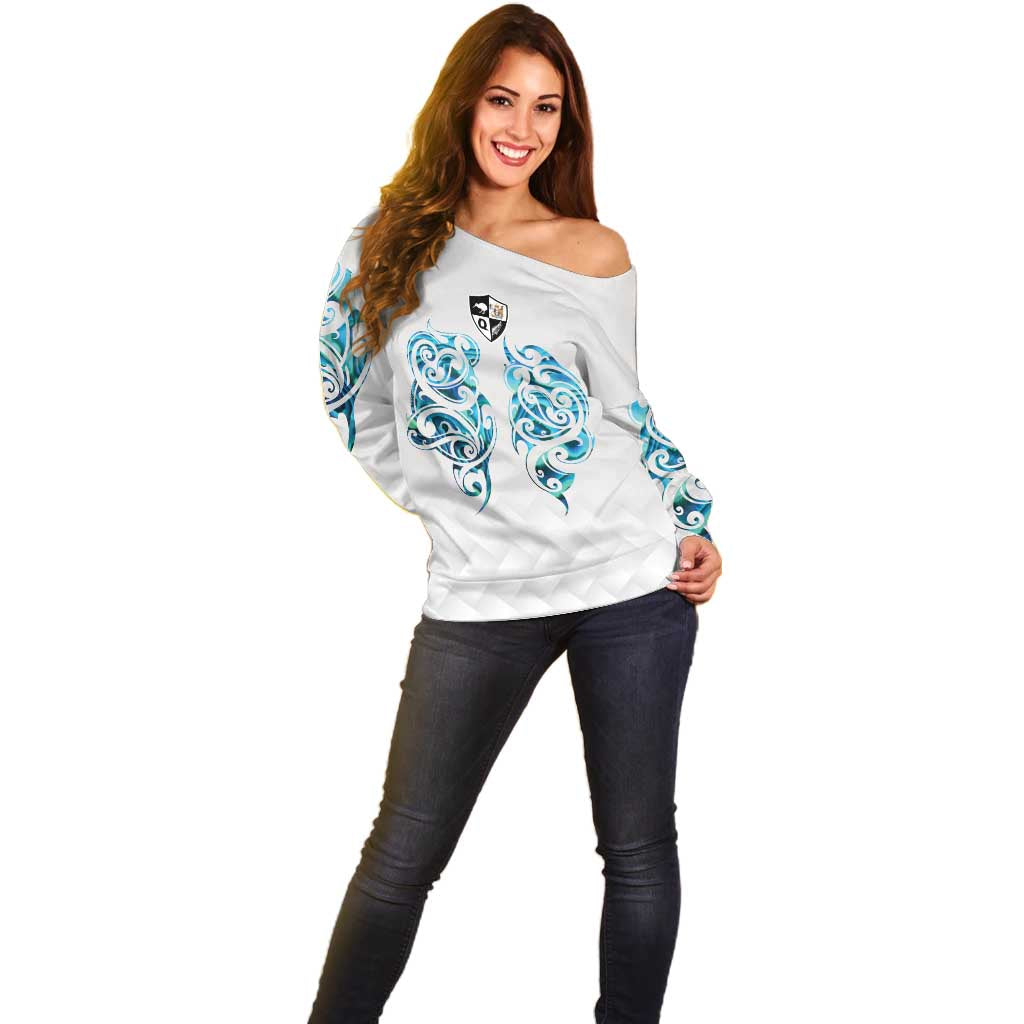 Queensland Maori Kiwi Personalised Off Shoulder Sweater Ma Kakariki Papua Shell Maori Tribal Tattoo