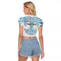 Queensland Maori Kiwi Personalised Raglan Cropped T Shirt Ma Kakariki Papua Shell Maori Tribal Tattoo LT9 - Polynesian Pride