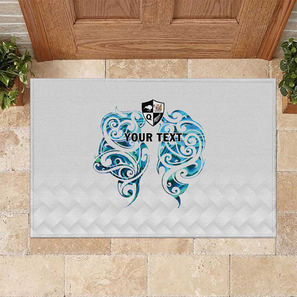 Queensland Maori Kiwi Personalised Rubber Doormat Ma Kakariki Papua Shell Maori Tribal Tattoo LT9 White - Polynesian Pride