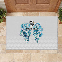 Queensland Maori Kiwi Personalised Rubber Doormat Ma Kakariki Papua Shell Maori Tribal Tattoo LT9 White - Polynesian Pride