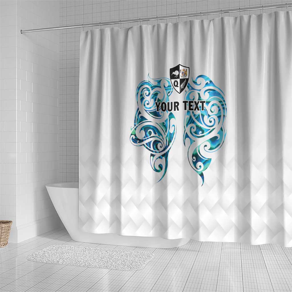 Queensland Maori Kiwi Personalised Shower Curtain Ma Kakariki Papua Shell Maori Tribal Tattoo