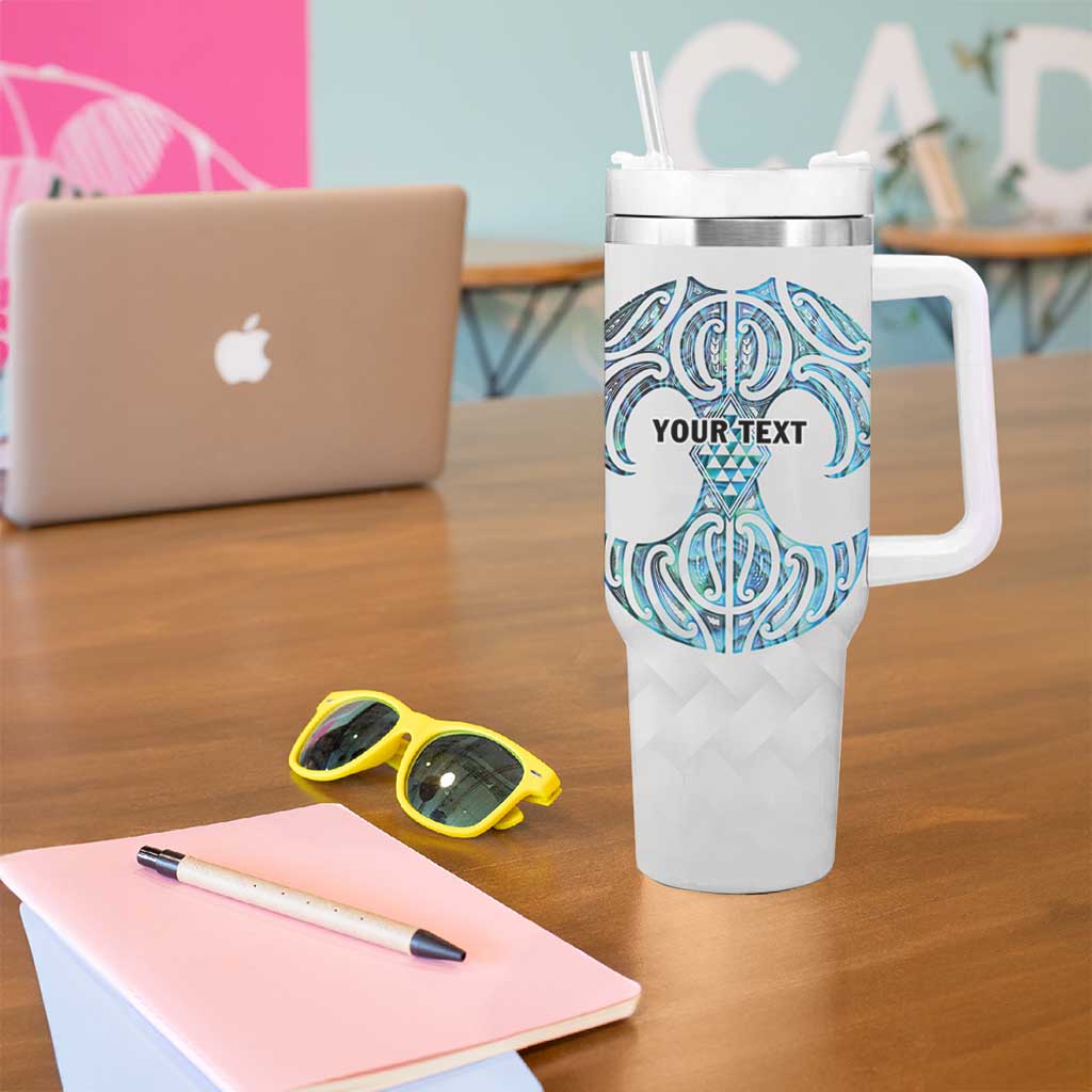 Queensland Maori Kiwi Personalised Tumbler With Handle Ma Kakariki Papua Shell Maori Tribal Tattoo LT9 - Polynesian Pride
