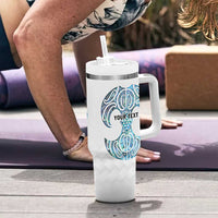 Queensland Maori Kiwi Personalised Tumbler With Handle Ma Kakariki Papua Shell Maori Tribal Tattoo LT9 - Polynesian Pride