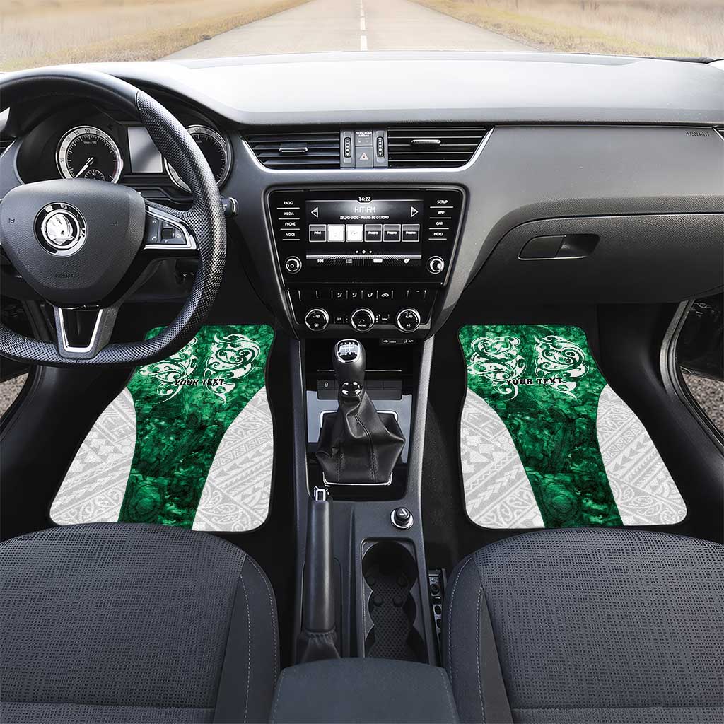 Queensland Maori Kiwi Personalised Car Mats Kikirangi Papua Shell Maori Tribal Tattoo LT9 Set 2pcs - Front Green - Polynesian Pride