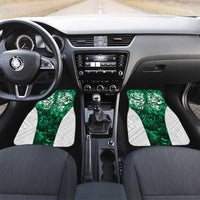 Queensland Maori Kiwi Personalised Car Mats Kikirangi Papua Shell Maori Tribal Tattoo LT9 Set 2pcs - Front Green - Polynesian Pride