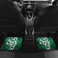 Queensland Maori Kiwi Personalised Car Mats Kikirangi Papua Shell Maori Tribal Tattoo LT9 Set 2pcs - Back Green - Polynesian Pride