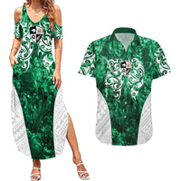Queensland Maori Kiwi Personalised Couples Matching Summer Maxi Dress and Hawaiian Shirt Kikirangi Papua Shell Maori Tribal Tattoo