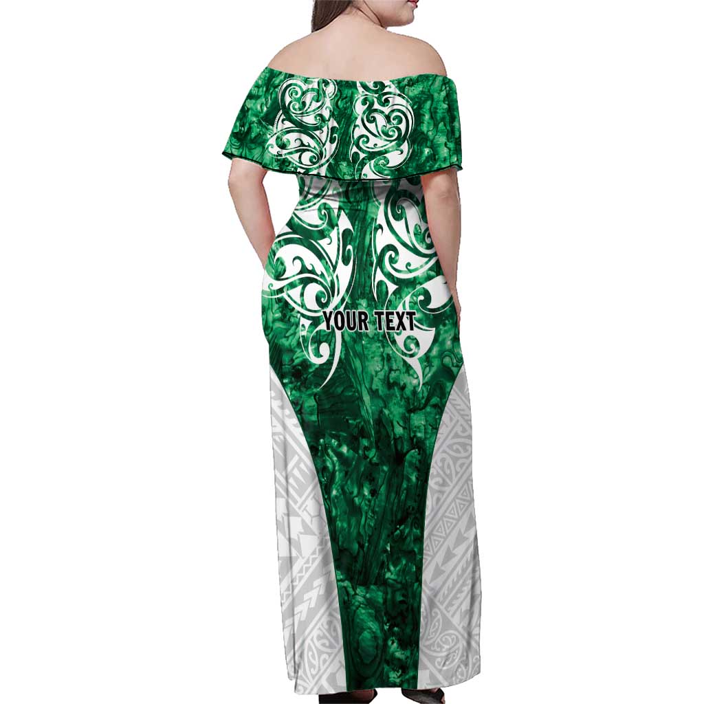 Queensland Maori Kiwi Personalised Family Matching Off Shoulder Maxi Dress and Hawaiian Shirt Kikirangi Papua Shell Maori Tribal Tattoo