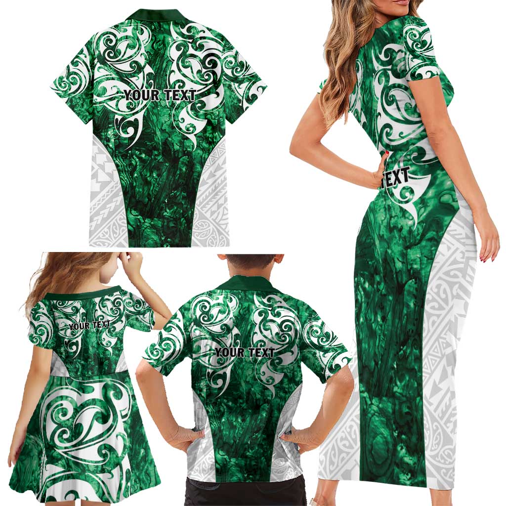 Queensland Maori Kiwi Personalised Family Matching Short Sleeve Bodycon Dress and Hawaiian Shirt Kikirangi Papua Shell Maori Tribal Tattoo