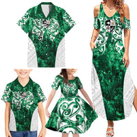 Queensland Maori Kiwi Personalised Family Matching Summer Maxi Dress and Hawaiian Shirt Kikirangi Papua Shell Maori Tribal Tattoo