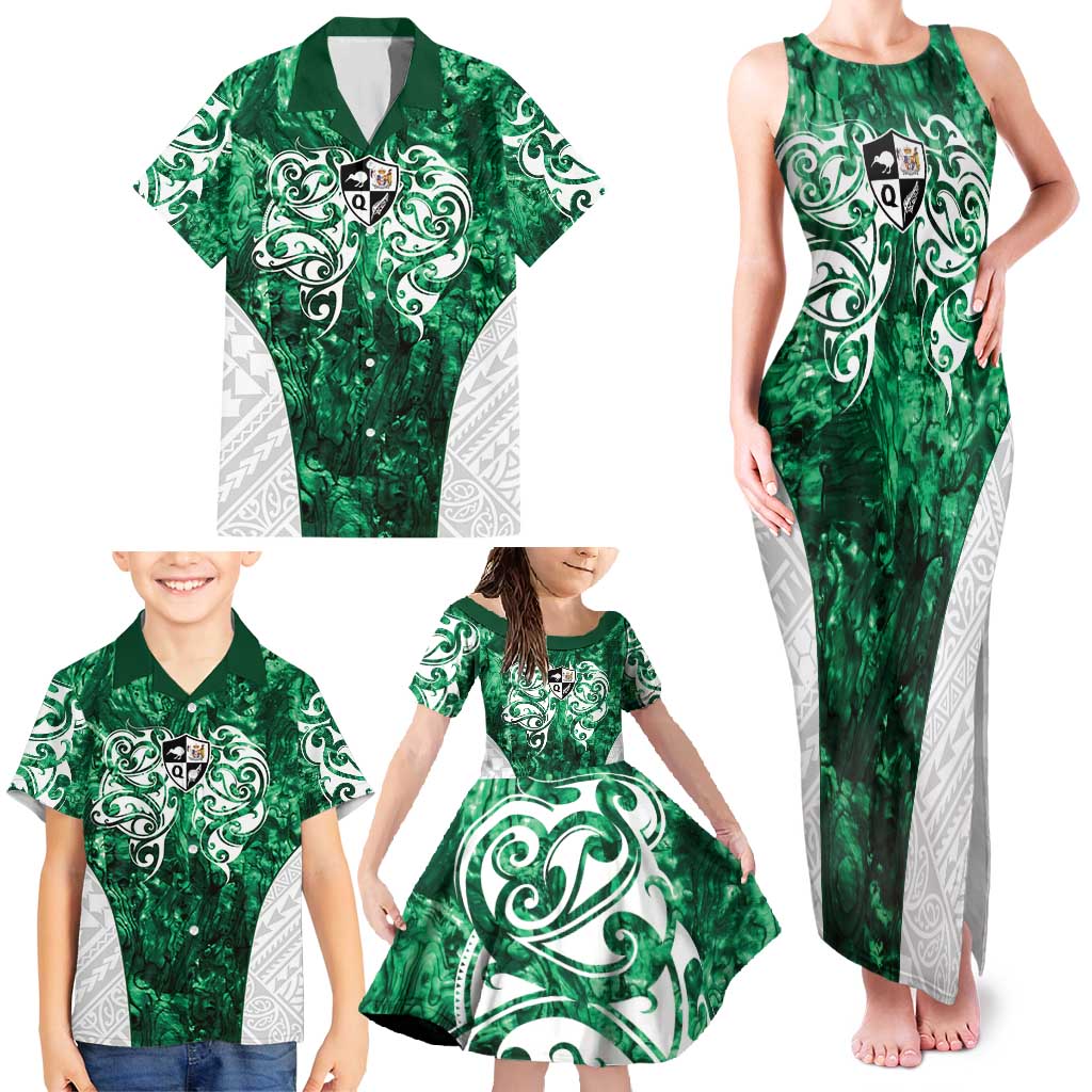 Queensland Maori Kiwi Personalised Family Matching Tank Maxi Dress and Hawaiian Shirt Kikirangi Papua Shell Maori Tribal Tattoo
