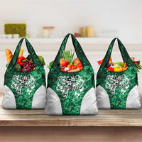 Queensland Maori Kiwi Personalised Grocery Bag Kikirangi Papua Shell Maori Tribal Tattoo LT9 3-pack One Size Green - Polynesian Pride