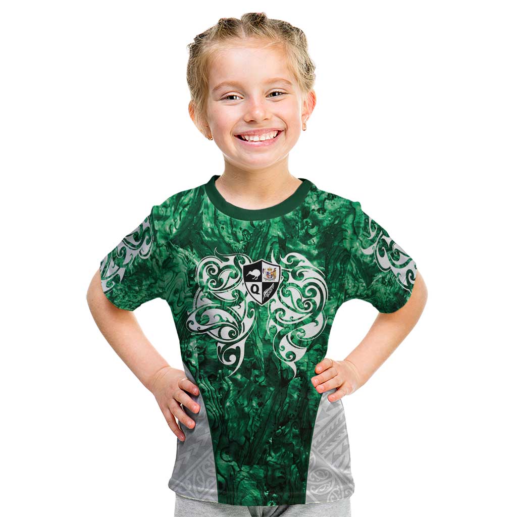Queensland Maori Kiwi Personalised Kid T Shirt Kikirangi Papua Shell Maori Tribal Tattoo LT9 Green - Polynesian Pride