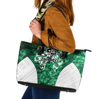 Queensland Maori Kiwi Personalised Leather Tote Bag Kikirangi Papua Shell Maori Tribal Tattoo LT9 Green - Polynesian Pride