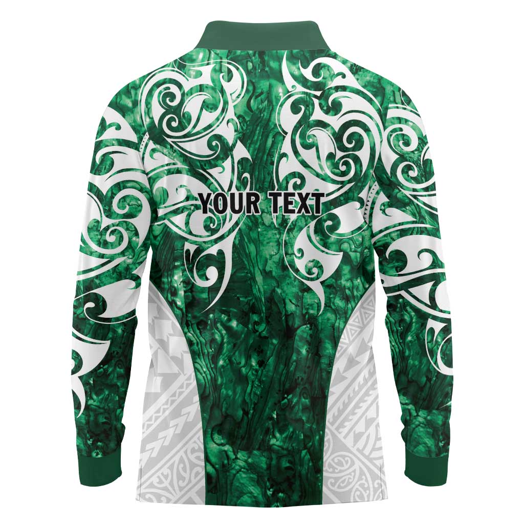 Queensland Maori Kiwi Personalised Long Sleeve Polo Shirt Kikirangi Papua Shell Maori Tribal Tattoo