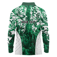 Queensland Maori Kiwi Personalised Long Sleeve Polo Shirt Kikirangi Papua Shell Maori Tribal Tattoo