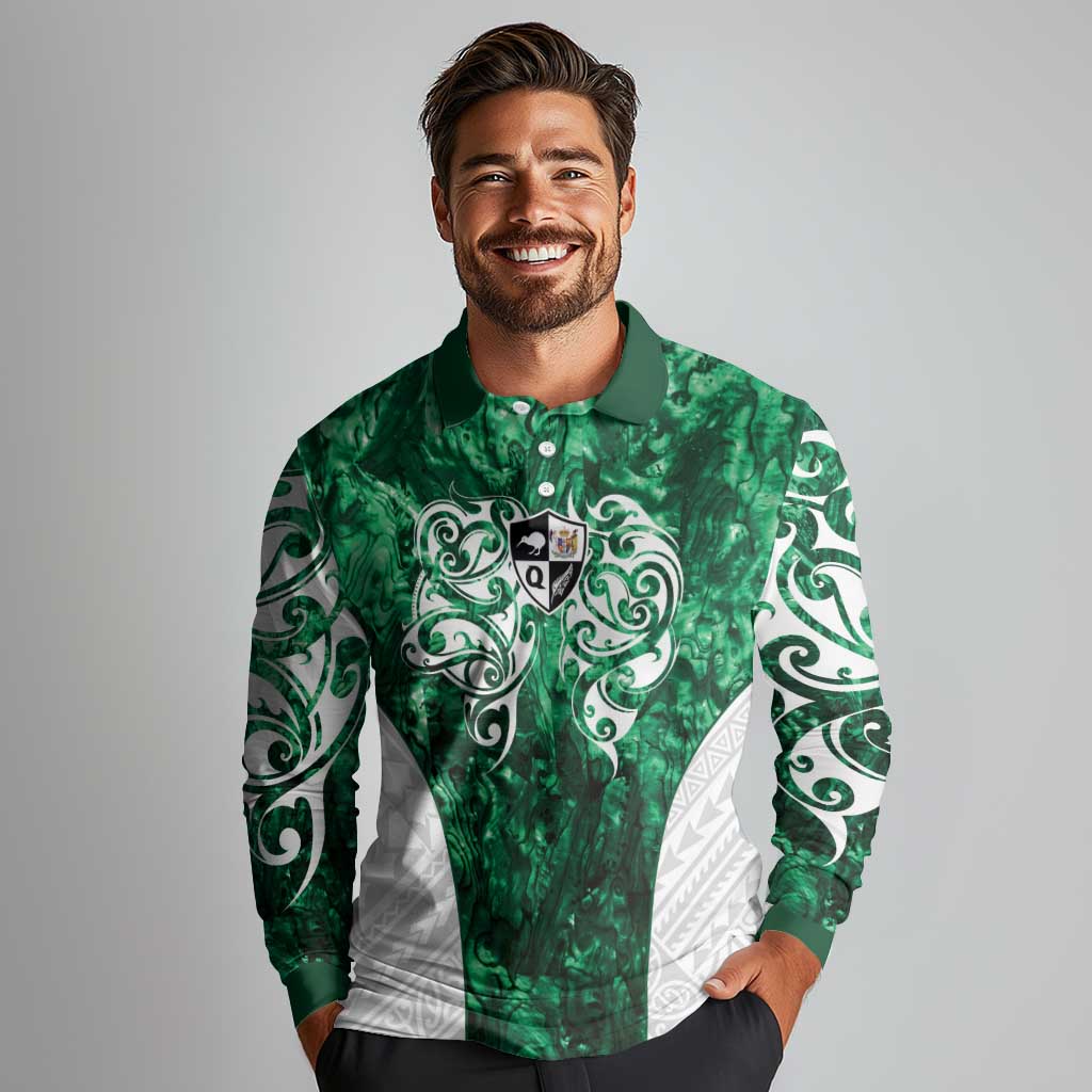 Queensland Maori Kiwi Personalised Long Sleeve Polo Shirt Kikirangi Papua Shell Maori Tribal Tattoo