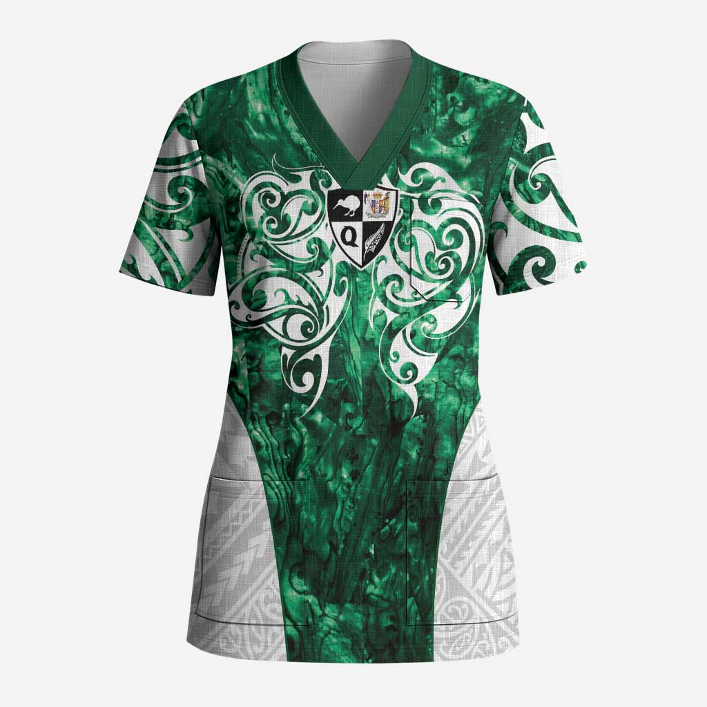 Queensland Maori Kiwi Personalised Scrub Top Kikirangi Papua Shell Maori Tribal Tattoo - Polynesian Pride