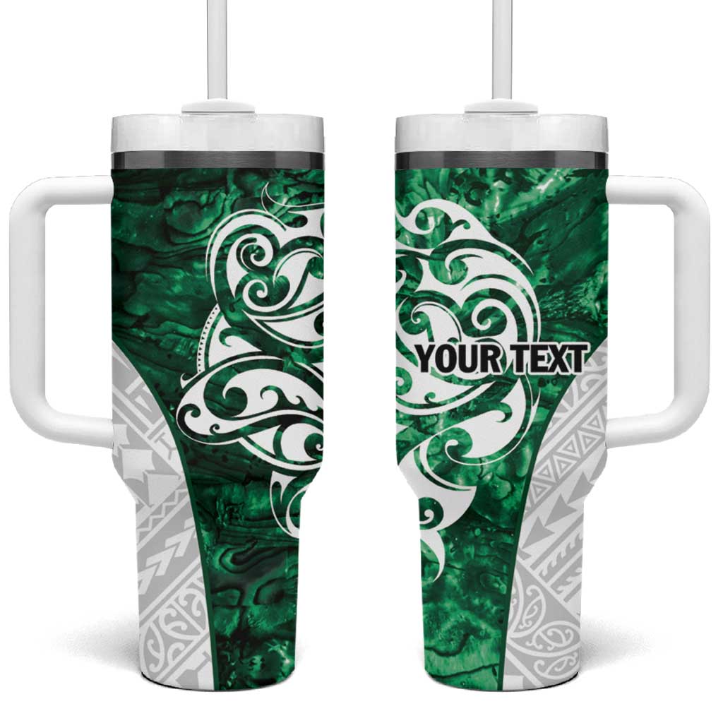Queensland Maori Kiwi Personalised Tumbler With Handle Kikirangi Papua Shell Maori Tribal Tattoo LT9 One Size: 40 oz Green - Polynesian Pride