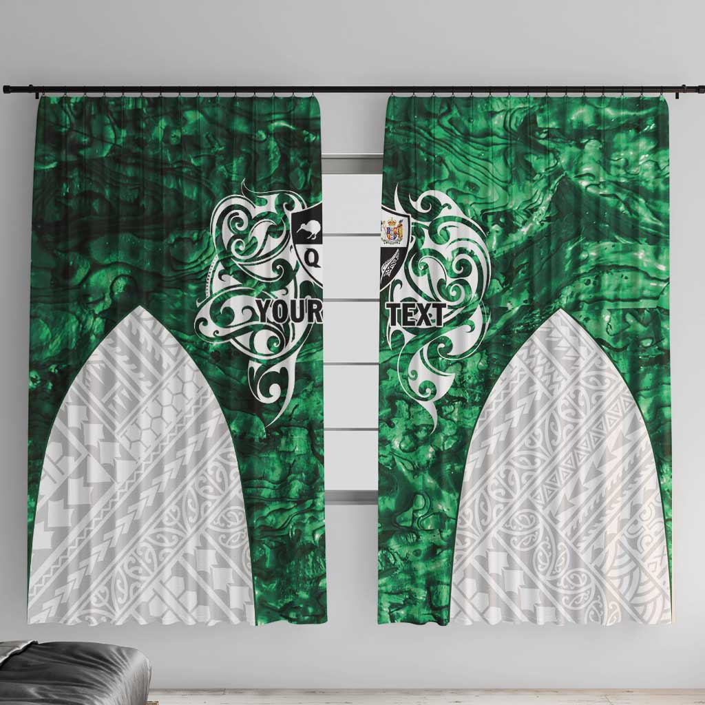 Queensland Maori Kiwi Personalised Window Curtain Kikirangi Papua Shell Maori Tribal Tattoo LT9 With Hooks Green - Polynesian Pride