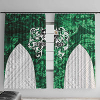 Queensland Maori Kiwi Personalised Window Curtain Kikirangi Papua Shell Maori Tribal Tattoo LT9 With Hooks Green - Polynesian Pride