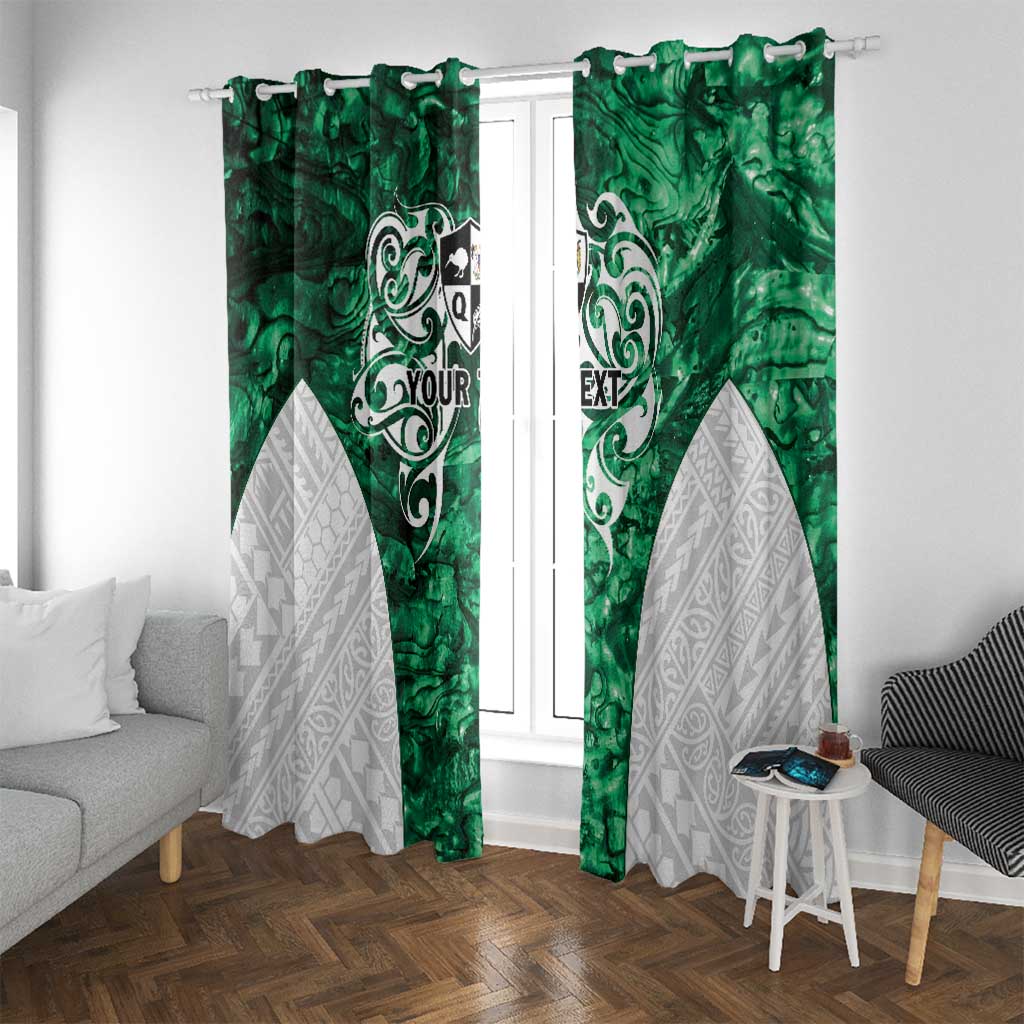 Queensland Maori Kiwi Personalised Window Curtain Kikirangi Papua Shell Maori Tribal Tattoo LT9 With Grommets Green - Polynesian Pride