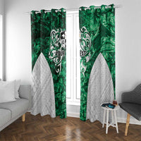 Queensland Maori Kiwi Personalised Window Curtain Kikirangi Papua Shell Maori Tribal Tattoo LT9 With Grommets Green - Polynesian Pride