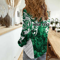 Queensland Maori Kiwi Personalised Women Casual Shirt Kikirangi Papua Shell Maori Tribal Tattoo