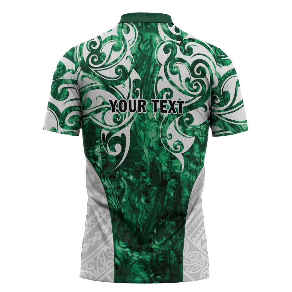 Queensland Maori Kiwi Personalised Zipper Polo Shirt Kikirangi Papua Shell Maori Tribal Tattoo - Polynesian Pride