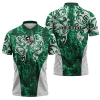 Queensland Maori Kiwi Personalised Zipper Polo Shirt Kikirangi Papua Shell Maori Tribal Tattoo - Polynesian Pride