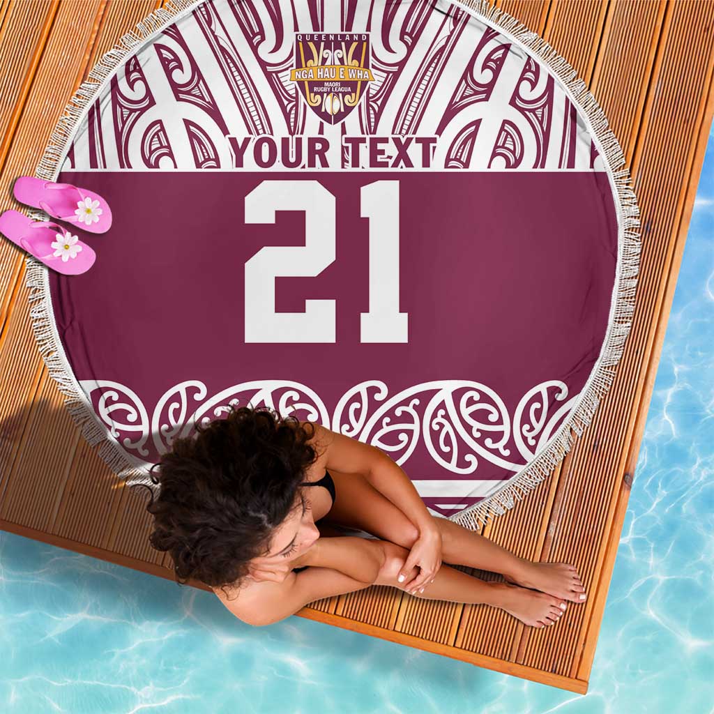 Queensland Maori Nga Hau E Wha Custom Beach Blanket Polynesian Maori Tribal Pattern