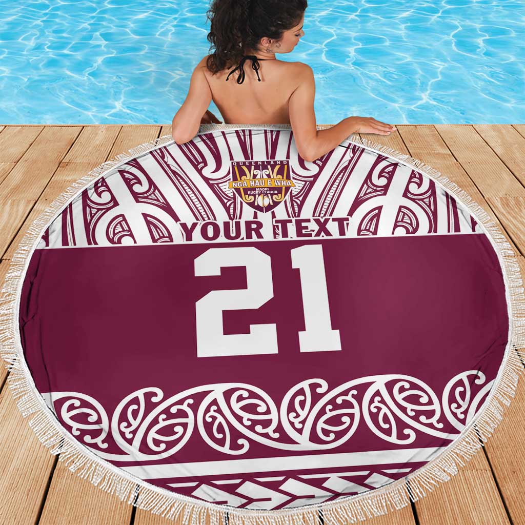 Queensland Maori Nga Hau E Wha Custom Beach Blanket Polynesian Maori Tribal Pattern