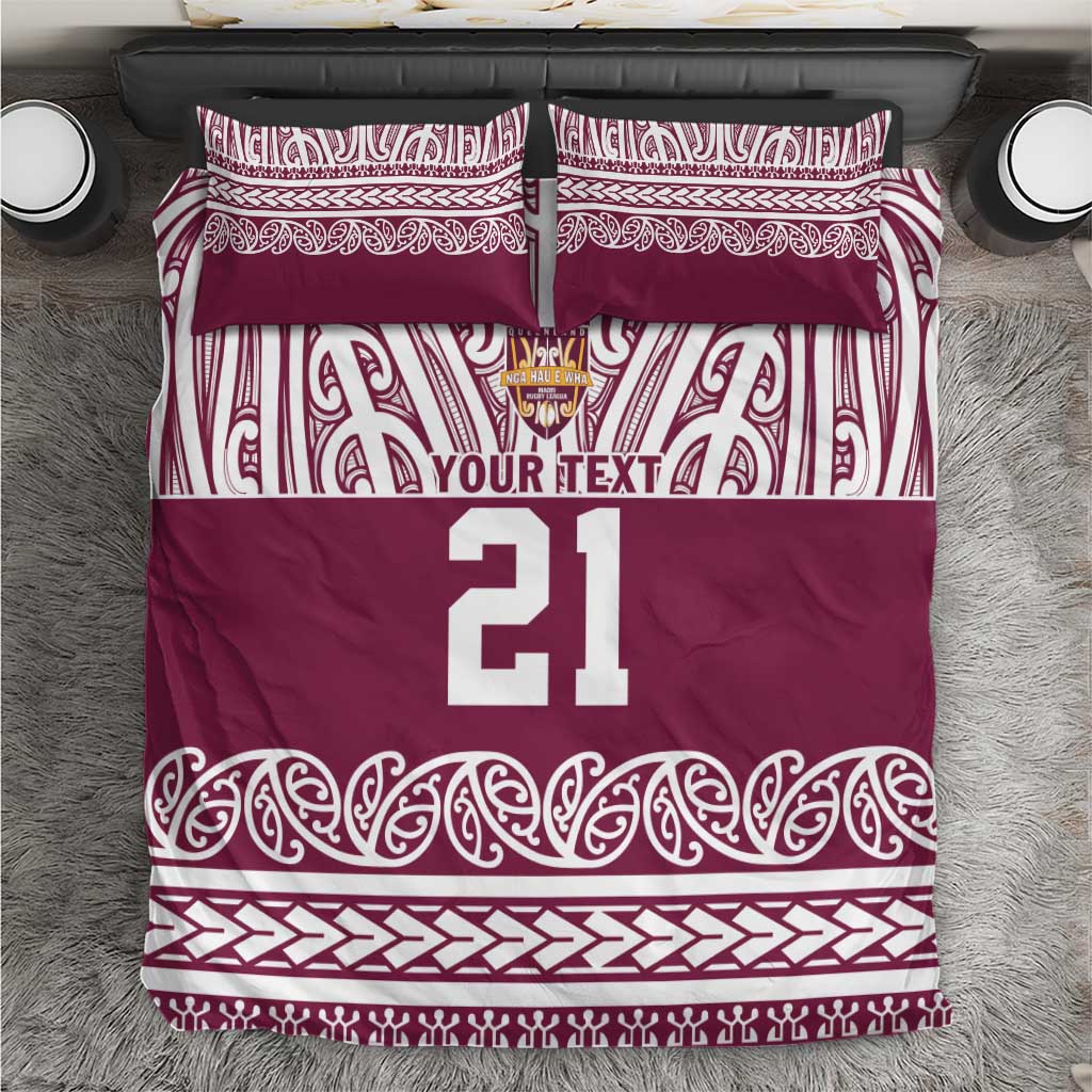 Queensland Maori Nga Hau E Wha Custom Bedding Set Polynesian Maori Tribal Pattern