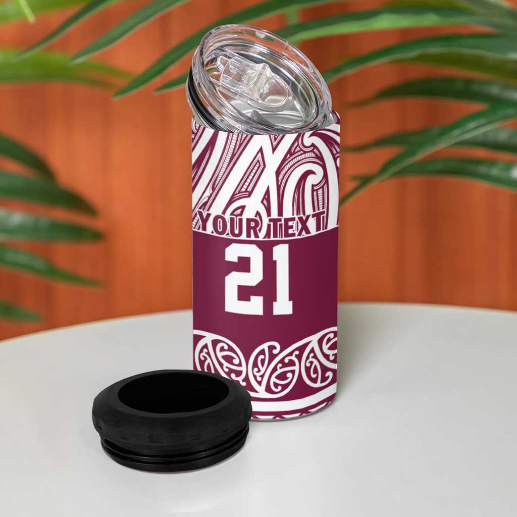Queensland Maori Nga Hau E Wha Custom 4 in 1 Can Cooler Tumbler Polynesian Maori Tribal Pattern