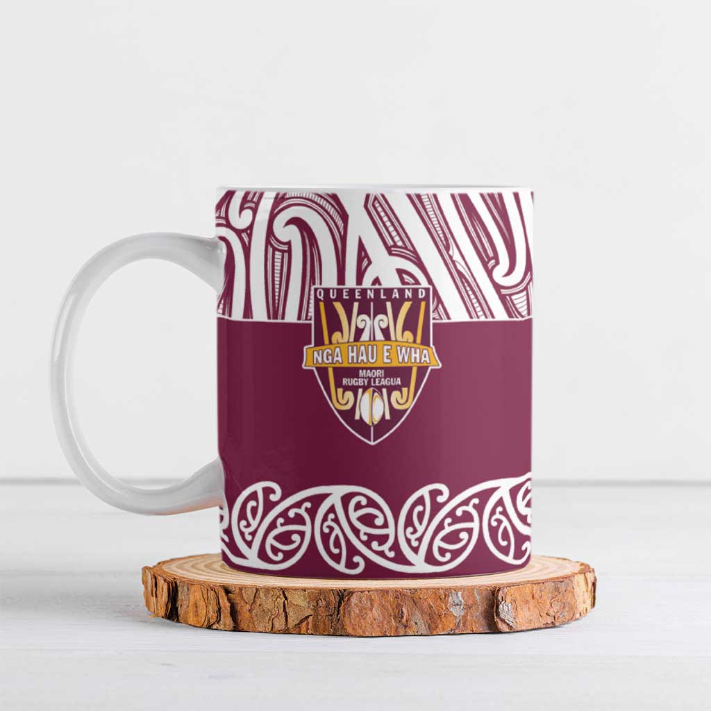 Queensland Maori Nga Hau E Wha Custom Ceramic Mug Polynesian Maori Tribal Pattern - Polynesian Pride