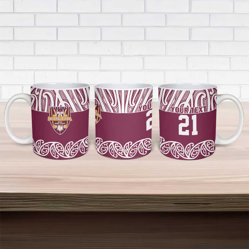 Queensland Maori Nga Hau E Wha Custom Ceramic Mug Polynesian Maori Tribal Pattern - Polynesian Pride