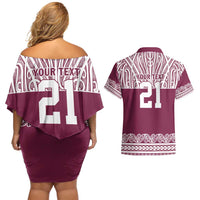 Queensland Maori Nga Hau E Wha Custom Couples Matching Off Shoulder Short Dress and Hawaiian Shirt Polynesian Maori Tribal Pattern