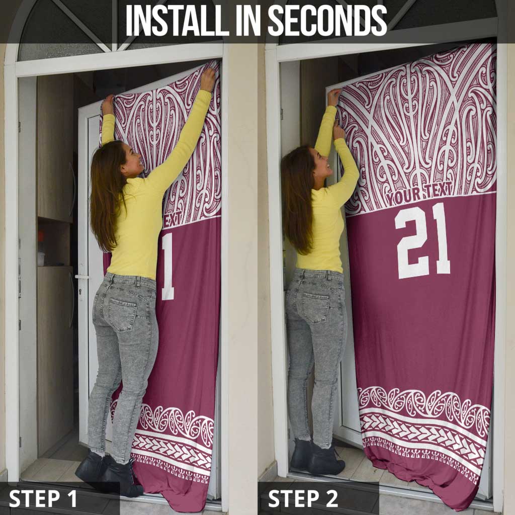 Queensland Maori Nga Hau E Wha Custom Door Cover Polynesian Maori Tribal Pattern - Polynesian Pride