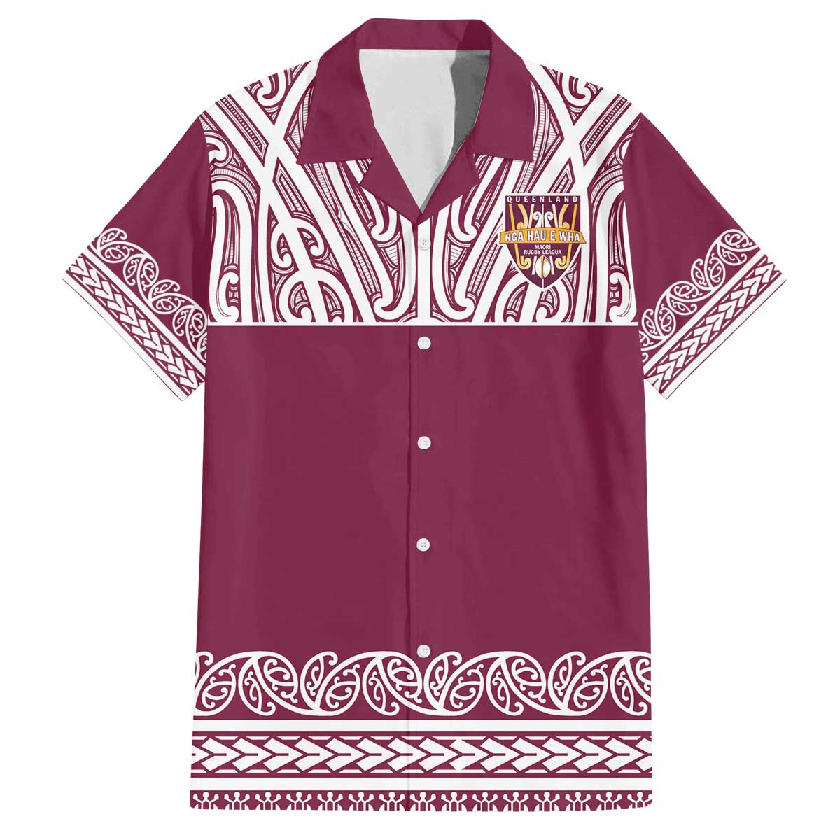 Queensland Maori Nga Hau E Wha Custom Family Matching Off The Shoulder Long Sleeve Dress and Hawaiian Shirt Polynesian Maori Tribal Pattern